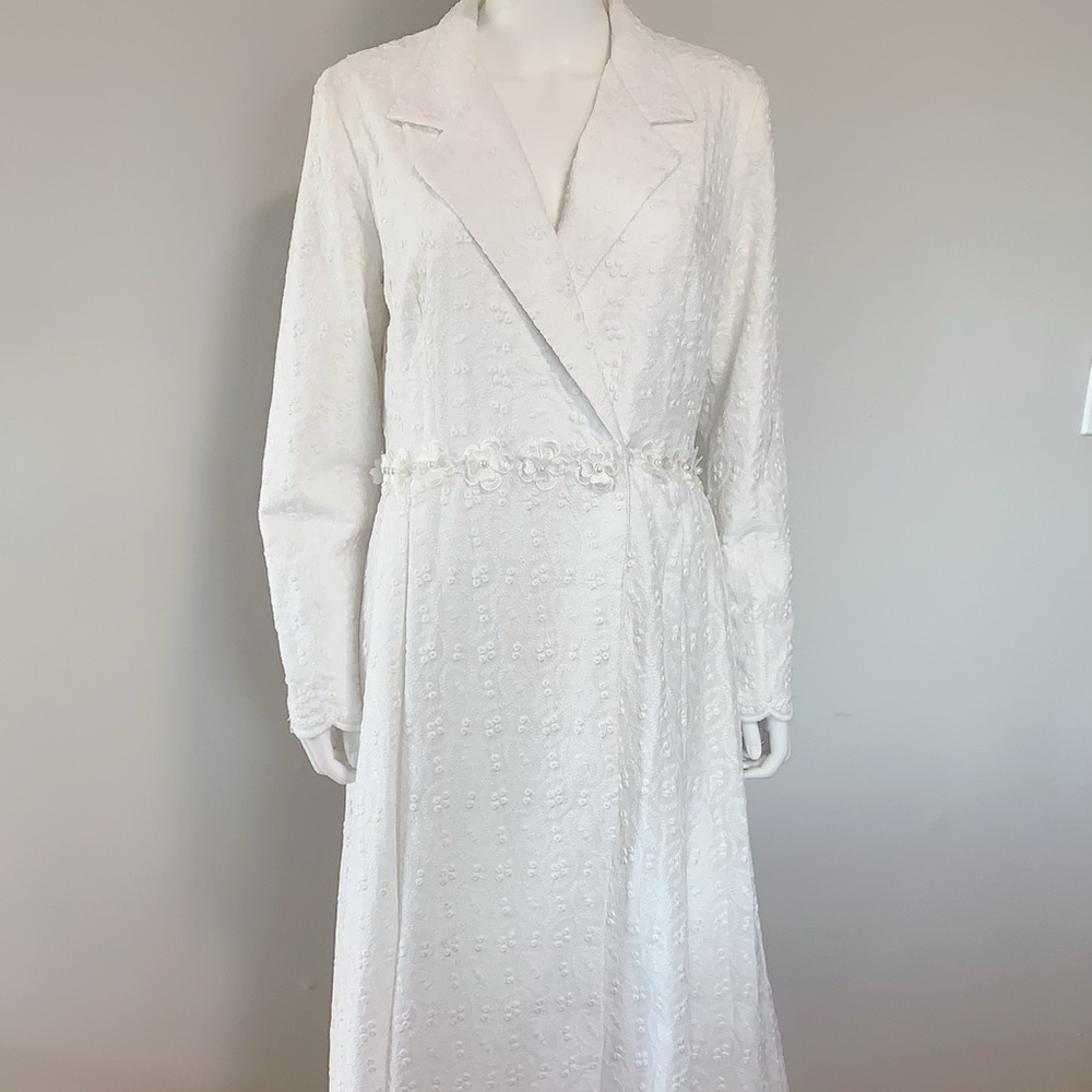 White Dubai cotton embroidered Abaya
